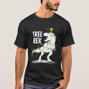 Dinosaur Älskare Julafton Ljus Santa Träd Rex Dino T Shirt