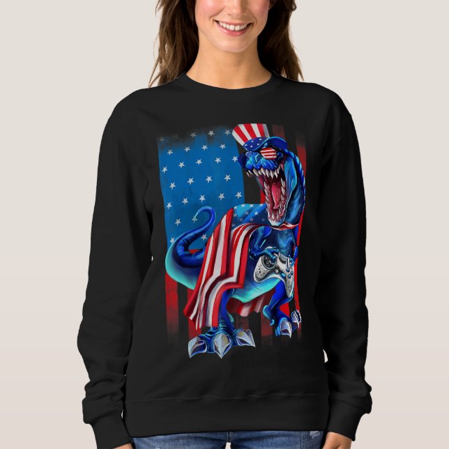 Dinosaur America Flagga Game Controller 4:e o T Shirt (Framsida)