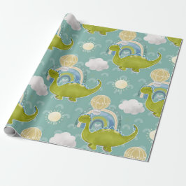 Dinosaur and Luftballong Baby Shower Mönster Presentpapper