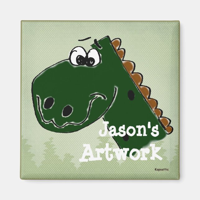 Dinosaur-Animerad Visning din Barn-teckning Magnet (Framsidan)