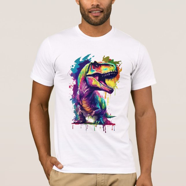Dinosaur Art | Stänk i Färg Coola Dinosaur T Shirt (Framsida)