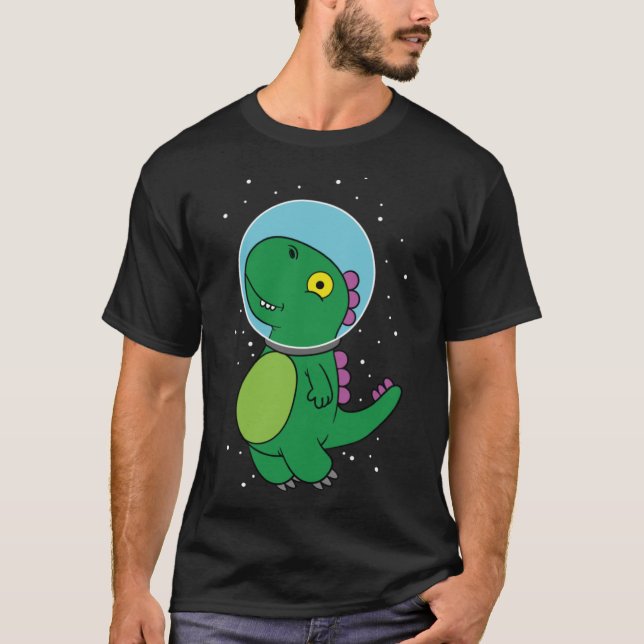 Dinosaur astronaut barngåva till rymden fläkt t shirt (Framsida)