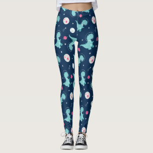 Dinosaur Astronaut Mönster Leggings