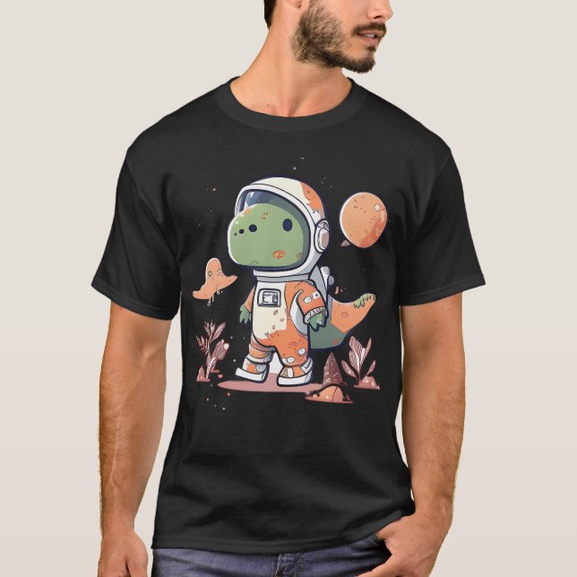 Dinosaur Astronaut Star T Shirt (Framsida)