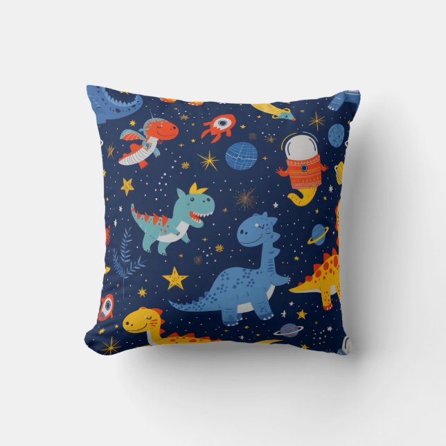 Dinosaur Astronauts in Space Kids Boy Kudde (Framsida)