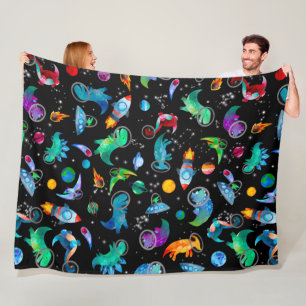 Dinosaur Astronauts vattenfärgsfärgrymder Dino Fleecefilt