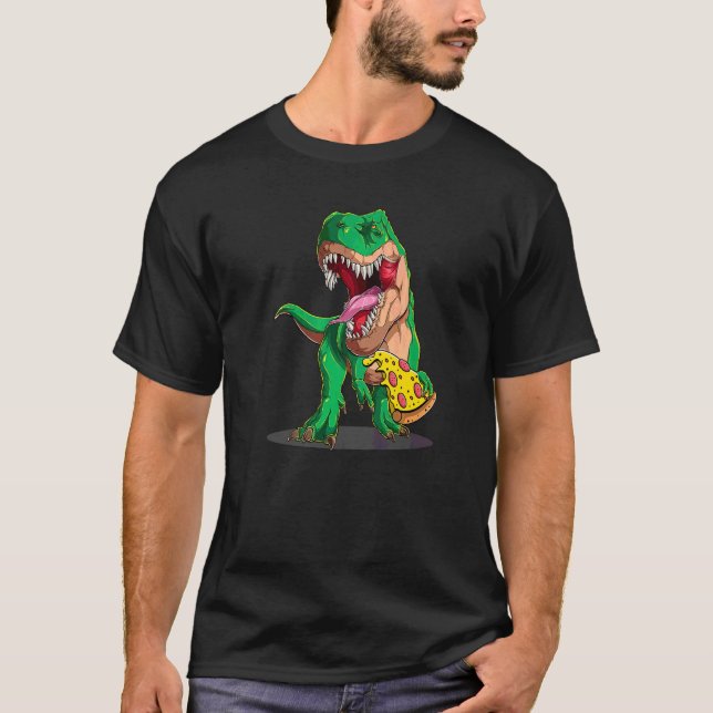 Dinosaur Äter Pizza Skiva Pizzasaurus Dino Mat T Shirt (Framsida)