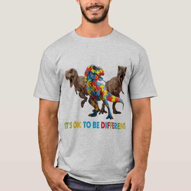 Dinosaur Autism Awareness-design har en dinosa T Shirt (Framsida)