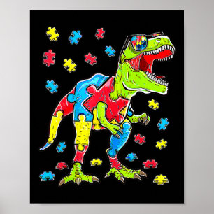 Dinosaur Autism Awareness Puzzle Biet Boys Kids T Poster