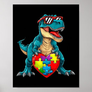 Dinosaur Autism Awareness Puzzle Delar Boys Kids Poster