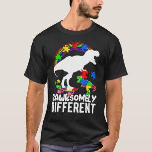 Dinosaur Autism Awareness Puzzle Sällsynt skiljer T Shirt