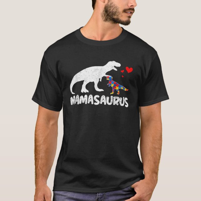 Dinosaur Autism Mama Mamasaurus Autistic Awareness T Shirt (Framsida)