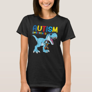 Dinosaur Autism Medvetenhet Månad Band Pojkar Trex T Shirt