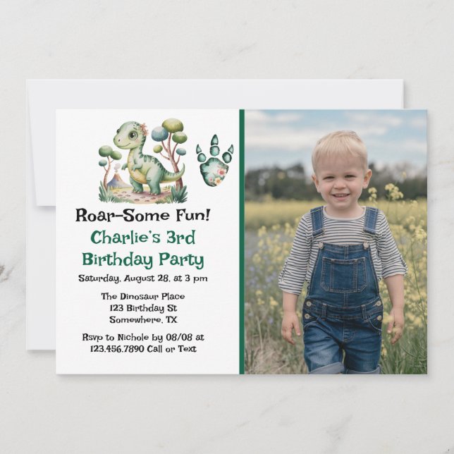 Dinosaur Äventyr Boy's Födelsedagsfest Inbjudningar (Framsida)