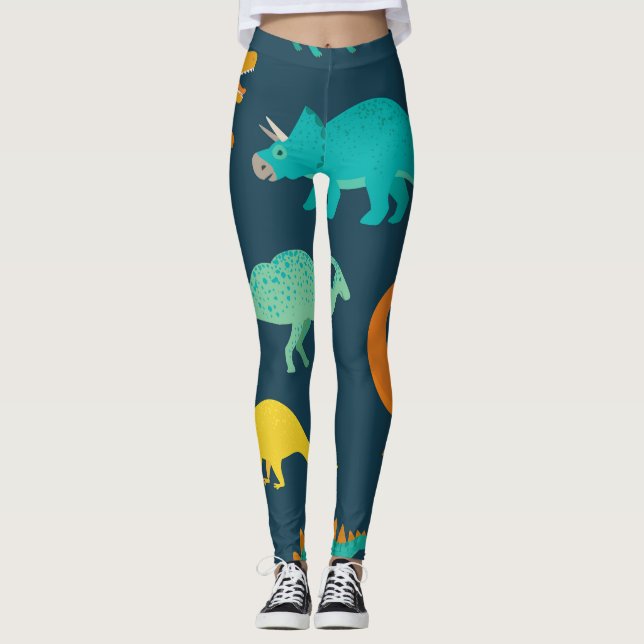 Dinosaur Äventyr: Kids' Nursery Tapet Leggings (Framsida)