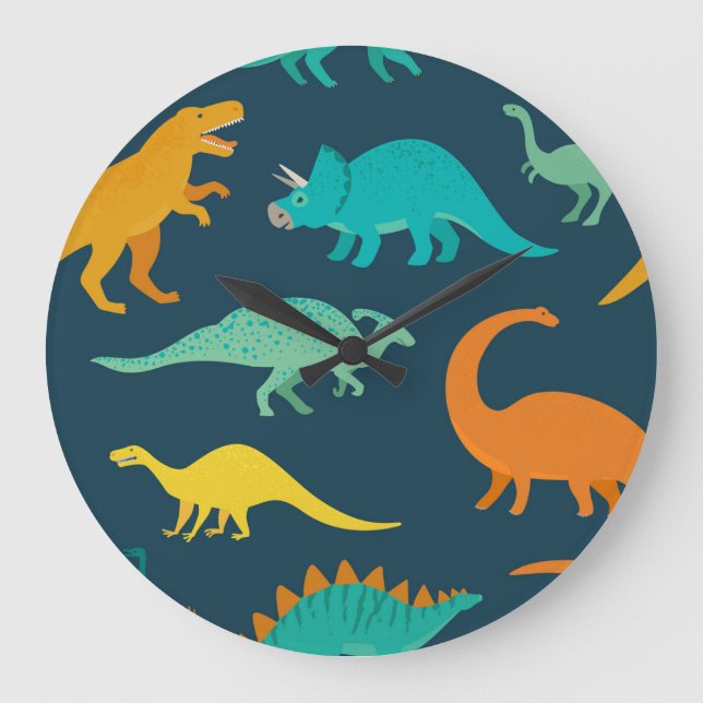 Dinosaur Äventyr: Kids' Nursery Tapet Stor Klocka (Framsida)