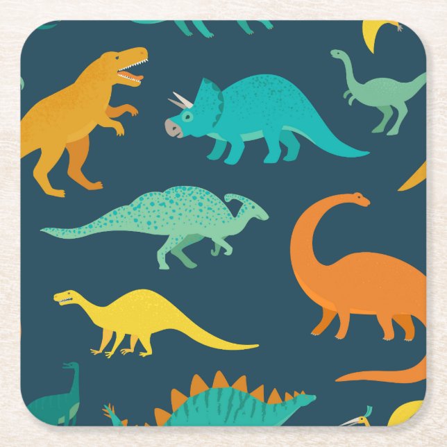 Dinosaur Äventyr: Kids' Nursery Tapet Underlägg Papper Kvadrat (Framsidan)
