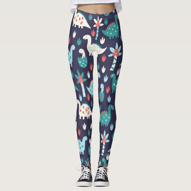 Dinosaur Äventyr sömlös design Leggings (Framsida)