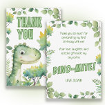 Dinosaur Baby 1st Birthday Dino-Mite Tack<br><div class="desc">Cute dinosaur "Dino-mite" 1:a födelsedag party Tack för gästerna som var på firande. Anpassa med din egen text. Kontakta mig om du behöver hjälp med dina anpassningar eller om du vill be om ytterligare matchning eller samordning av Zazzle-produkter för party.</div>