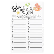 DINOSAUR BABY ABC BABY SHOWER GAME-KORT