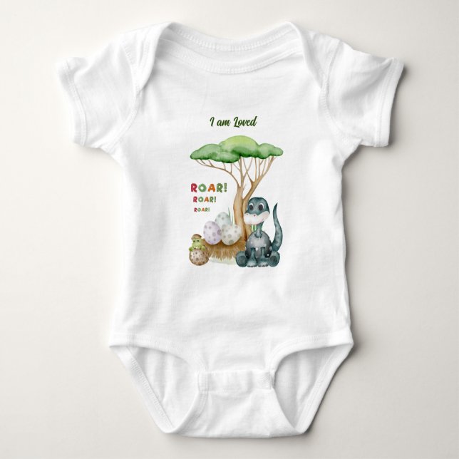 Dinosaur Baby Bodykostym | Anpassa familj T-Shirt (Framsida)