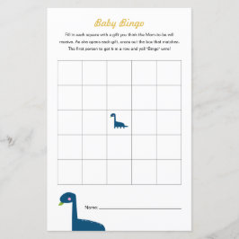 Dinosaur Baby dusch Game Bingo Activity