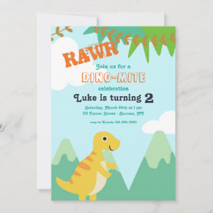 Dinosaur Baby Födelsedagsfest inbjudan