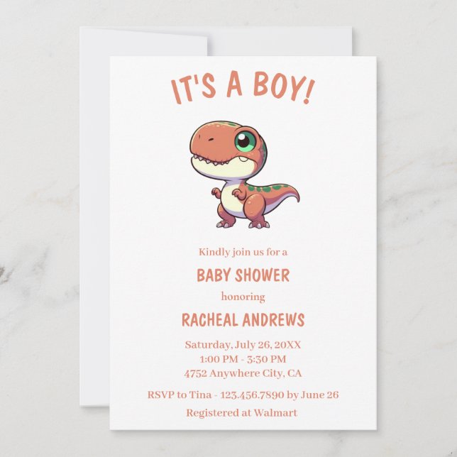 Dinosaur Baby Shower Baby Shower Inbjudningar (Framsida)