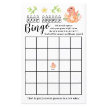 Dinosaur Baby Shower Bingo Spelkort