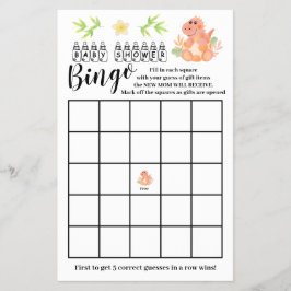 Dinosaur Baby Shower Bingo Spelkort Flygblad