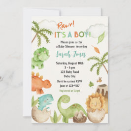 Dinosaur Baby Shower bjuder in sin gosse Cute Inbjudningar