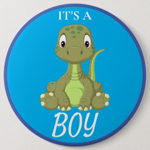 Dinosaur Baby Shower Blue Boy Button Knapp