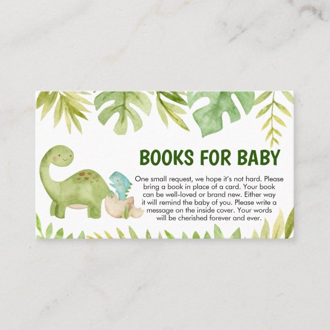 Dinosaur Baby Shower Books for Baby Visitkort (Framsida)