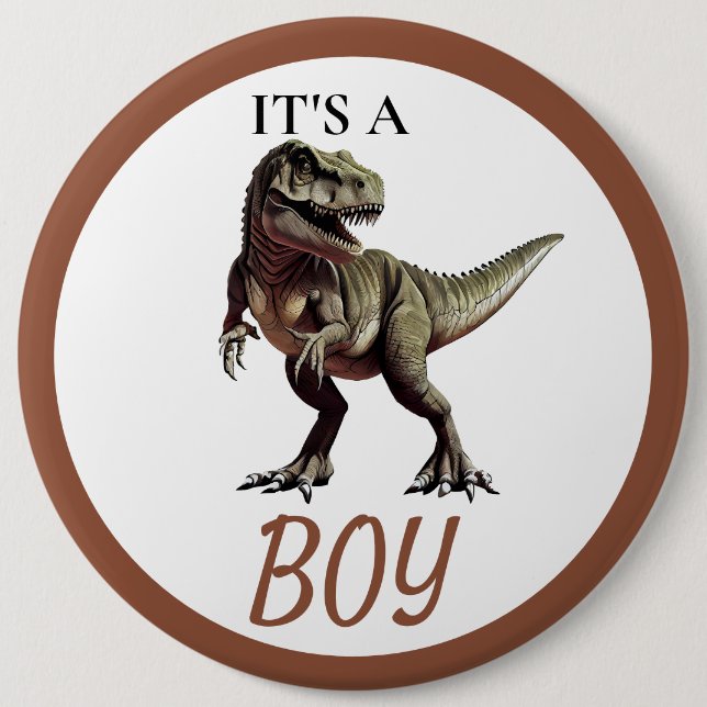 Dinosaur Baby Shower Boy Button Knapp (Framsida)