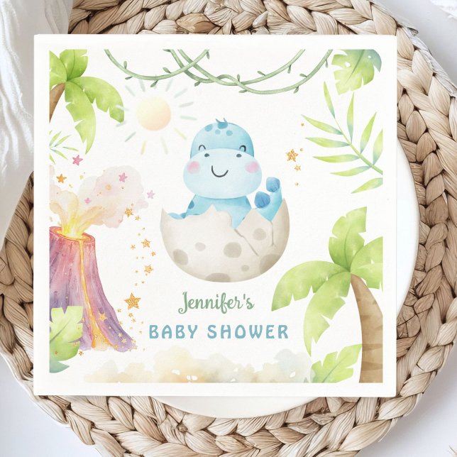 Dinosaur Baby Shower Boy Dino Paper Pappersservett (Skapare uppladdad)