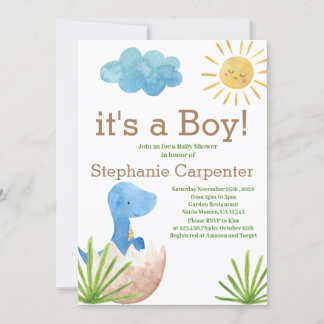 Dinosaur Baby Shower Boy-inbjudan Inbjudningar