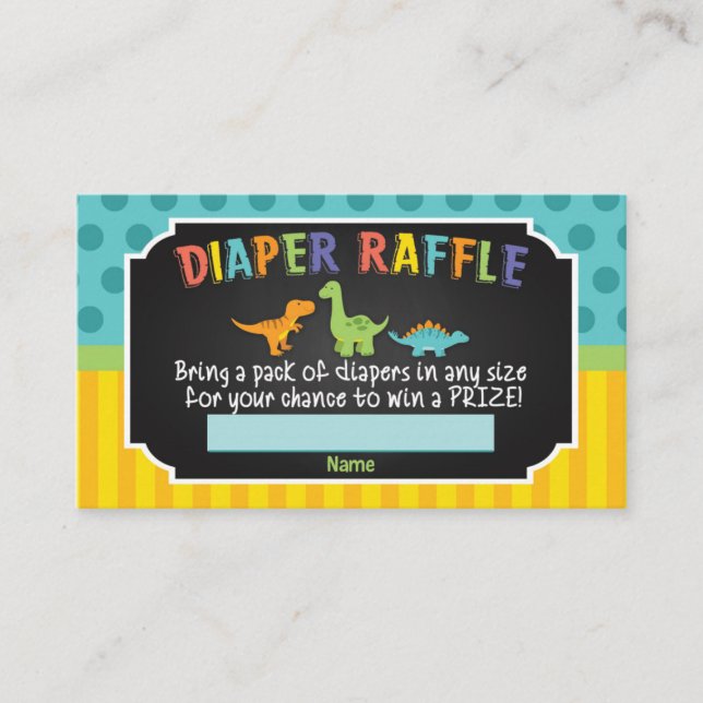 Dinosaur Baby Shower Diaper Raffle Card Tilläggskort (Framsida)