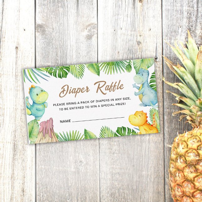Dinosaur Baby Shower Diaper Raffle Insert Card Tilläggskort (Skapare uppladdad)