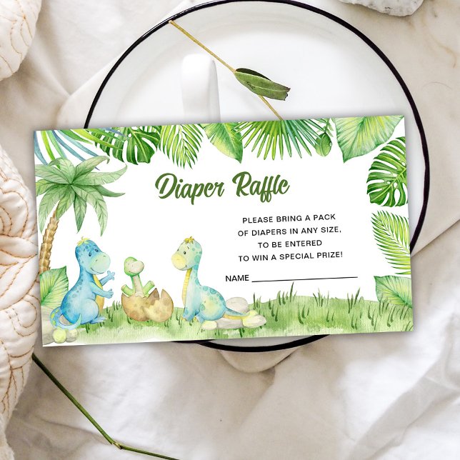 Dinosaur Baby Shower Diaper Raffle Tilläggskort (Skapare uppladdad)