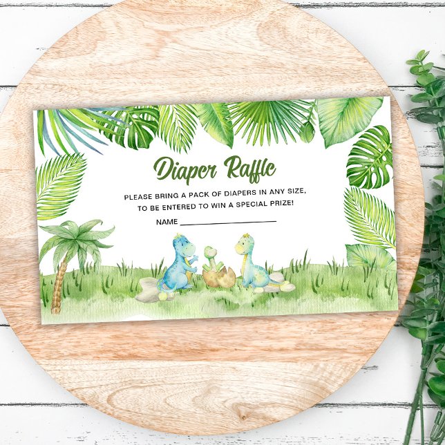 Dinosaur Baby Shower Diaper Raffle Tilläggskort (Skapare uppladdad)
