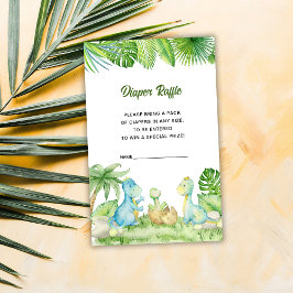 Dinosaur Baby Shower Diaper Raffle Tilläggskort