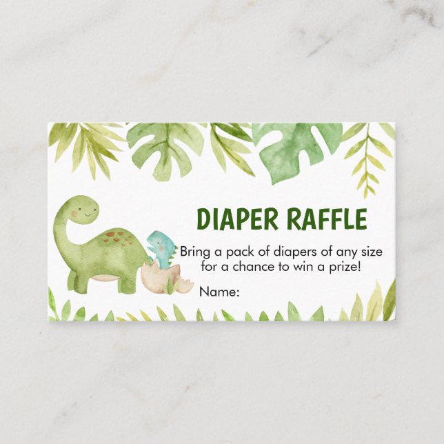 Dinosaur Baby Shower Diaper Raffle Visitkort (Framsida)