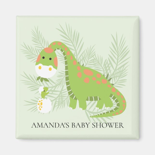 Dinosaur Baby Shower Favor Magnet (Framsidan)