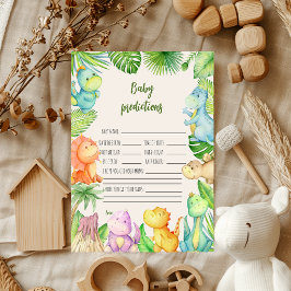 Dinosaur Baby Shower Förutsägelsekort Inbjudningar