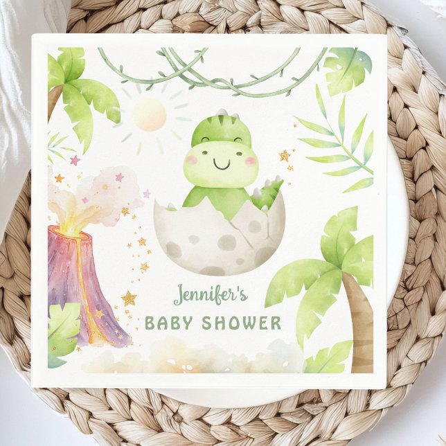 Dinosaur Baby Shower Gender Neutral Paper Pappersservett (Skapare uppladdad)