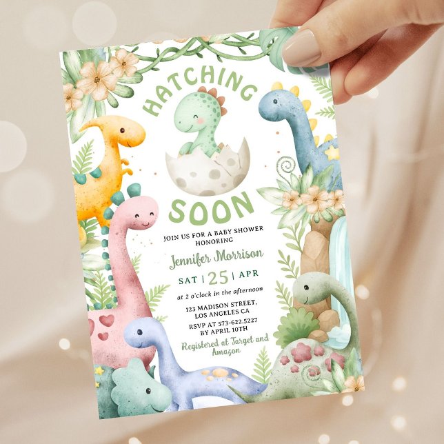 Dinosaur Baby Shower Green Dino Gender Neutral Inbjudningar (Skapare uppladdad)