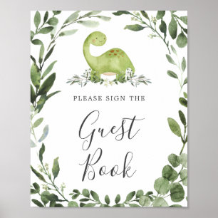 Dinosaur Baby Shower Guestbook-tecken Poster