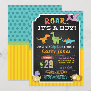 Dinosaur Baby Shower-inbjudan - Boy Inbjudningar