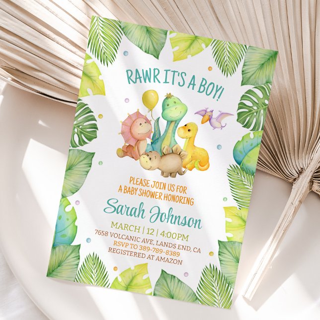 Dinosaur Baby Shower-inbjudan Boy Inbjudningar (Dinosaur Baby Shower Invitation Boy)