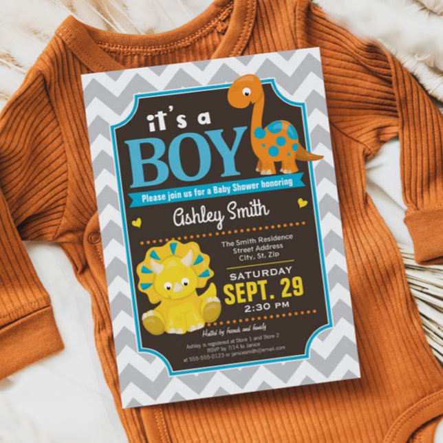 Dinosaur Baby Shower-inbjudan Boy Inbjudningar (Skapare uppladdad)